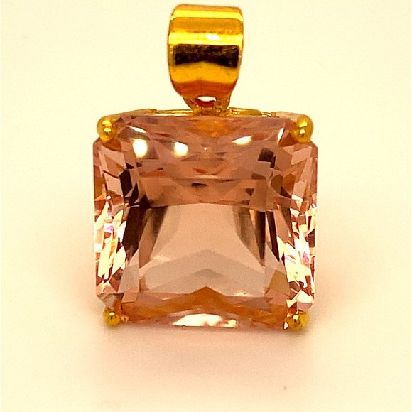 Morganite 20.70ct Solid 18K Yellow Gold Pendant - Picture 1 of 7